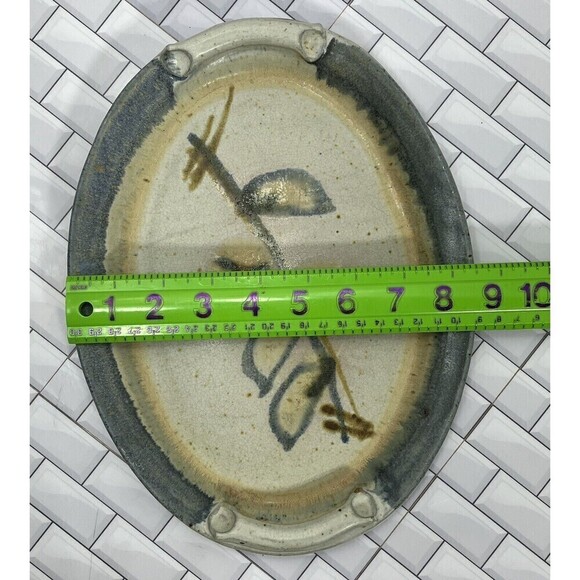 Vintage 1987 Studio Art Pottery Stoneware Tray Japanese Style Salt Glaze Signed - Picture 10 of 14